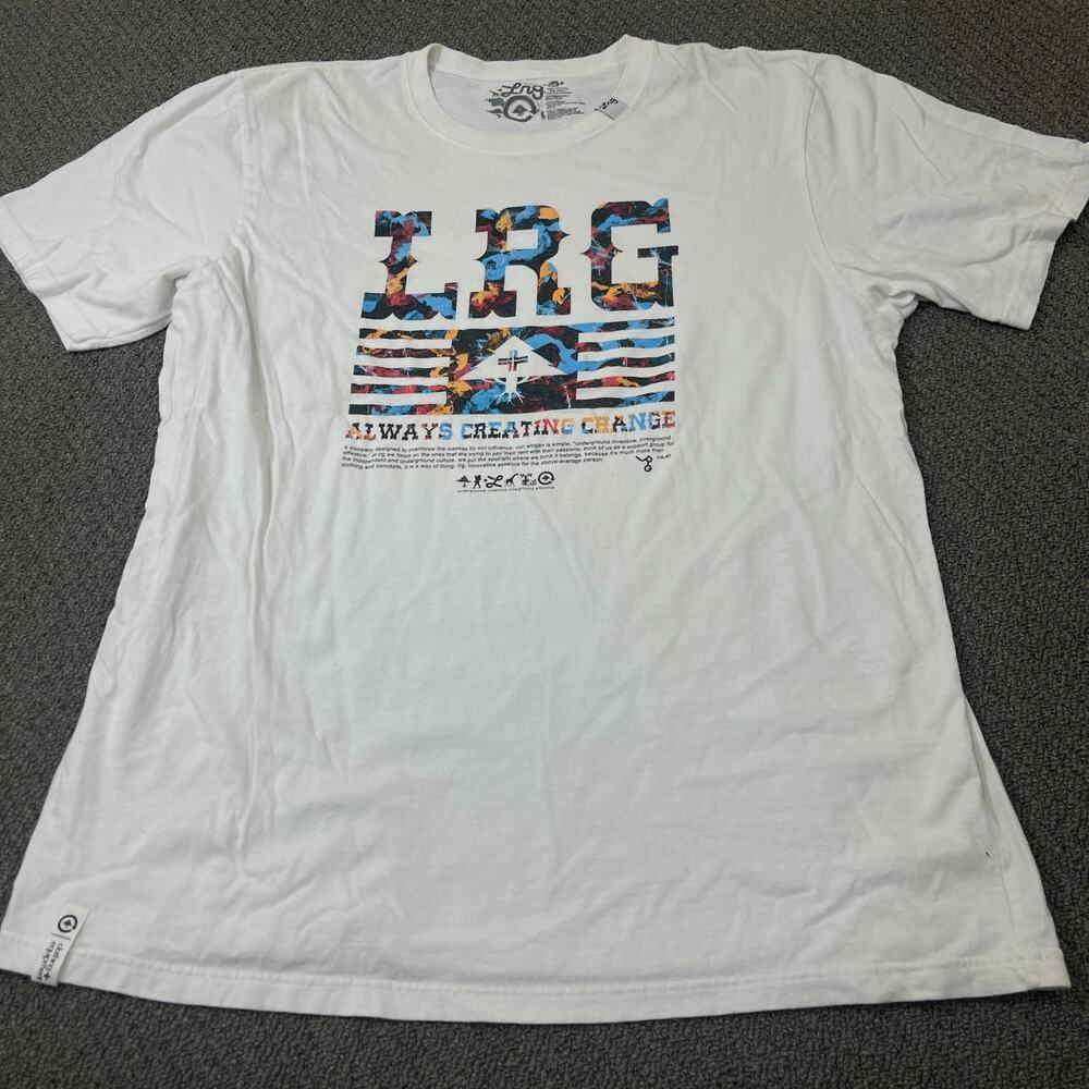 Lifted Research Group LRG Shirt Mens Size 2XL White Short Sleeve Flawed
